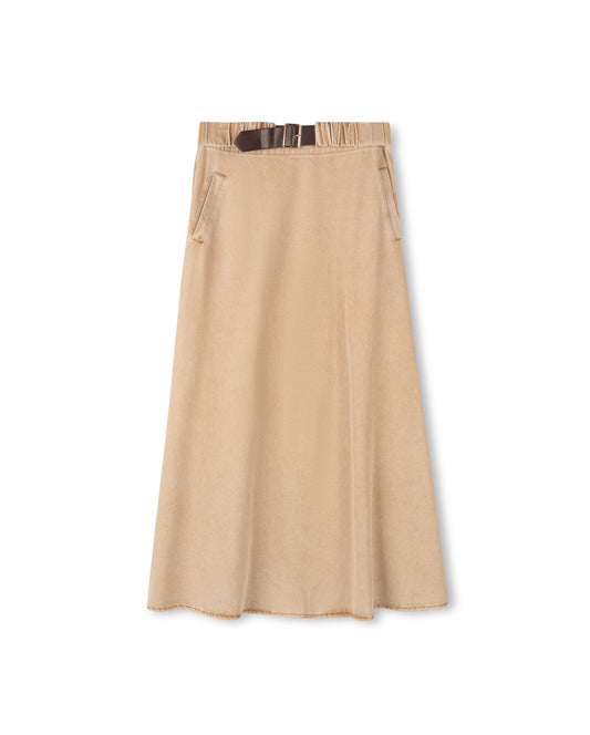 MODELLE A-LINE SKIRT W BUCKLE BELT-MIDI TAN