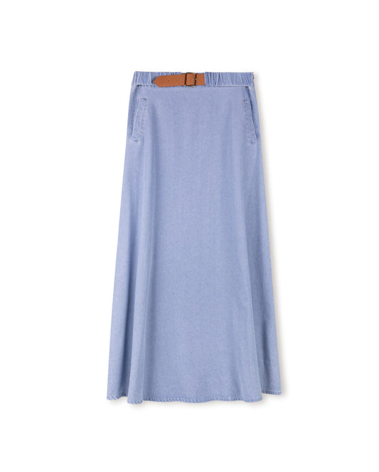 MODELLE A-LINE SKIRT W BUCKLE BELT-MIDI DENIM
