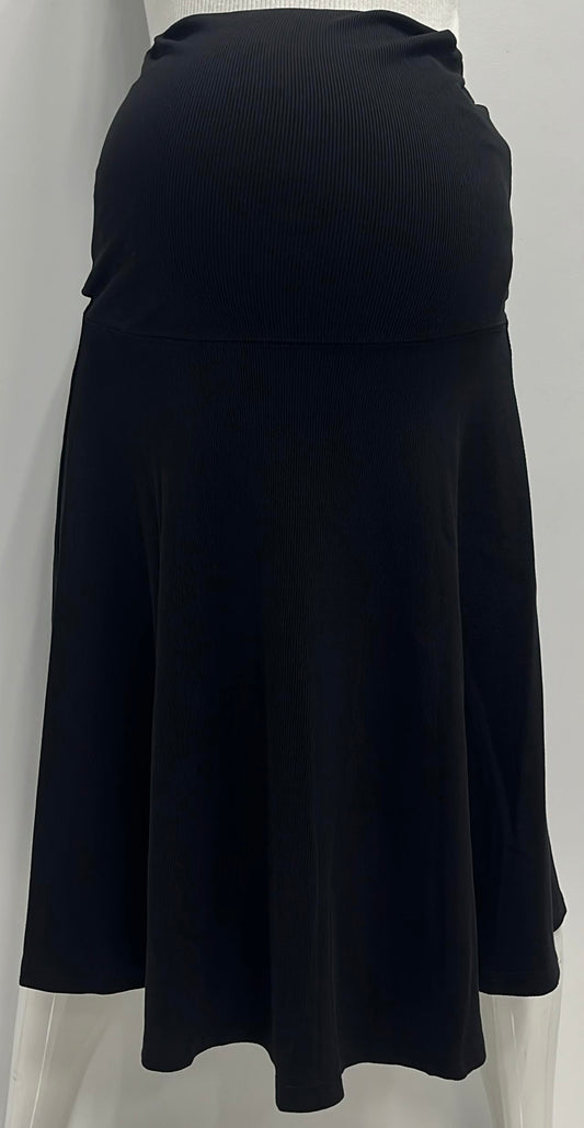 APPARALEL MATERNITY RIBBED A-LINE SKIRT-27" BLACK