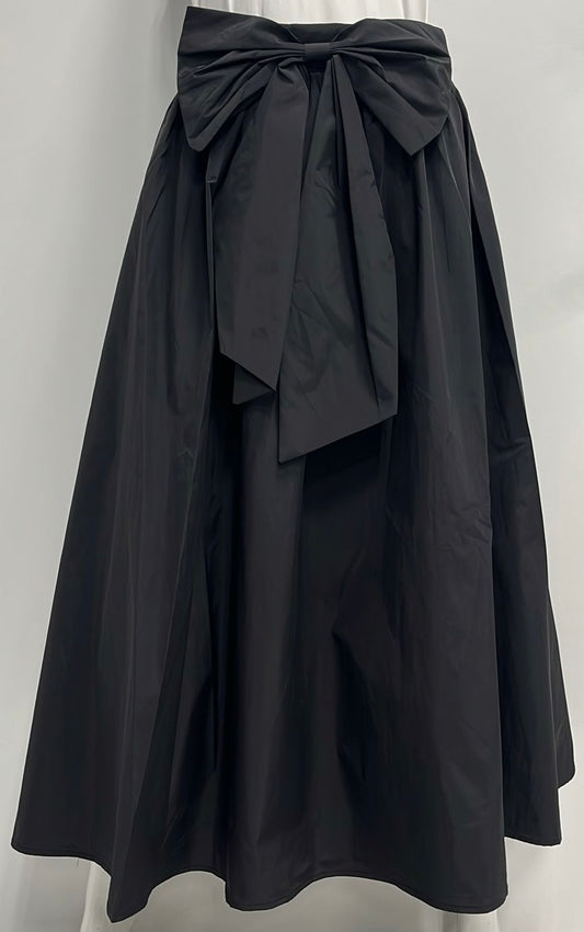 PEODE DESIGN TAFETTA SKIRT W BOW-MIDI BLACK