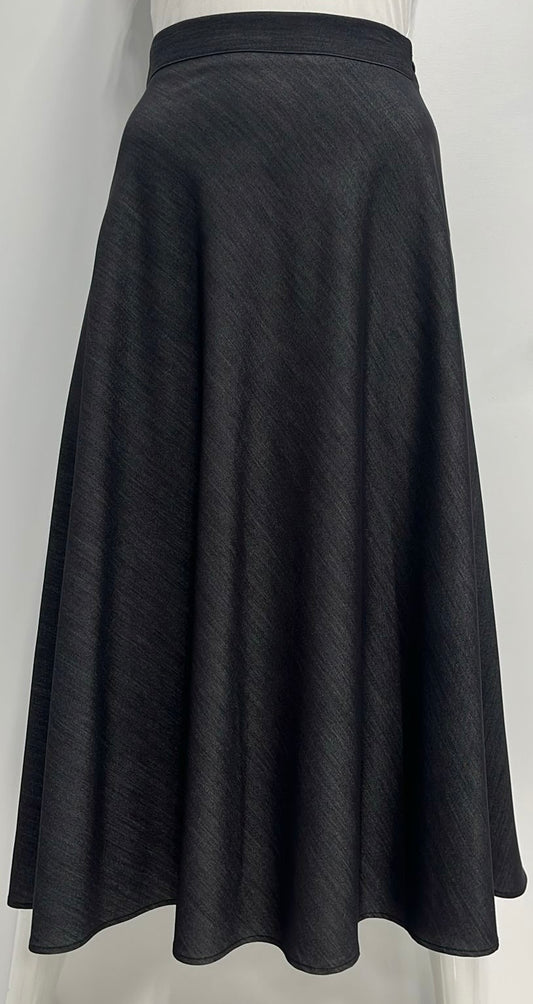 SAMS FASHION A-LINE SKIRT-EXTRA LONG BLACK DENIM