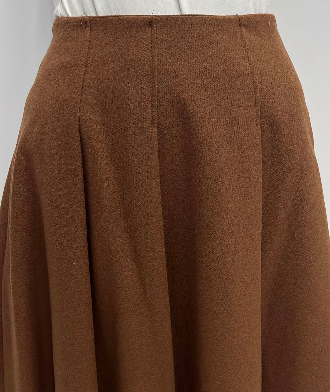 WEEKEND FLARED WOOLY SEWN DOWN PLEATS SKIRT-MIDI CINNAMON