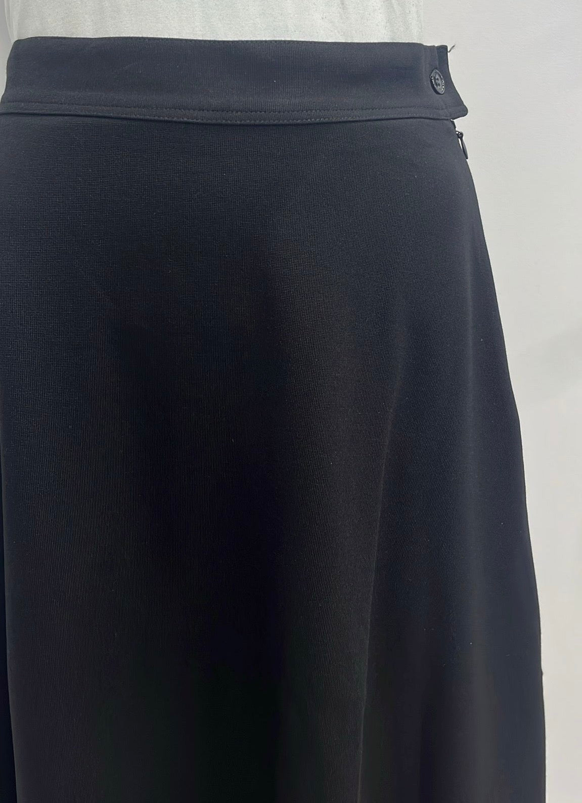 MYSTERY PONTE A-LINE SIDE BUTTON SKIRT-MIDI BLACK