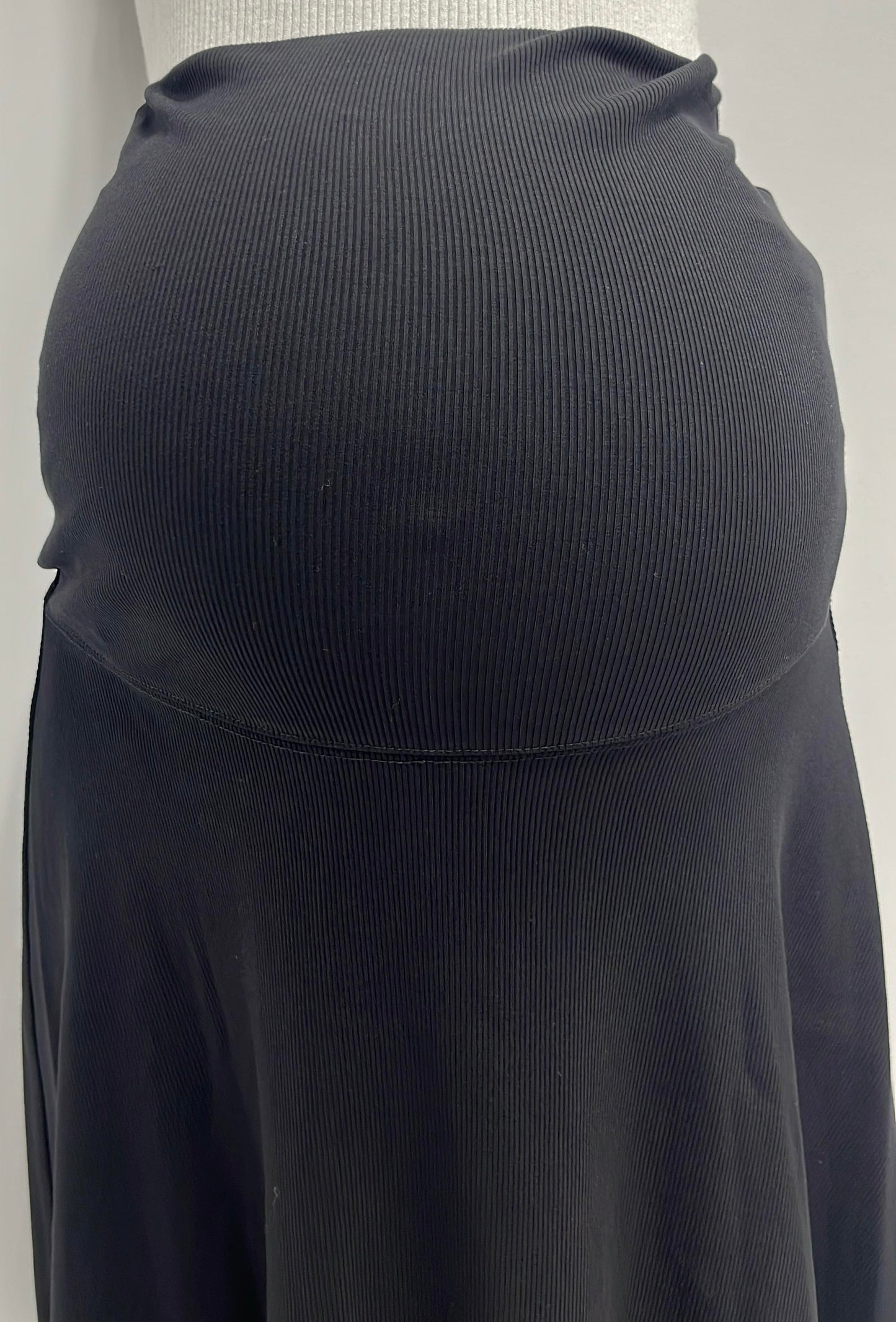 APPARALEL MATERNITY RIBBED A-LINE SKIRT-27" BLACK
