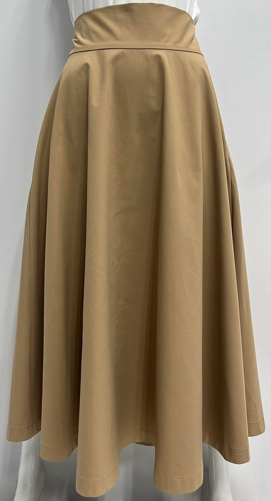 MODIVEA TAFETTA  A-LINE SKIRT-MIDI CAMEL