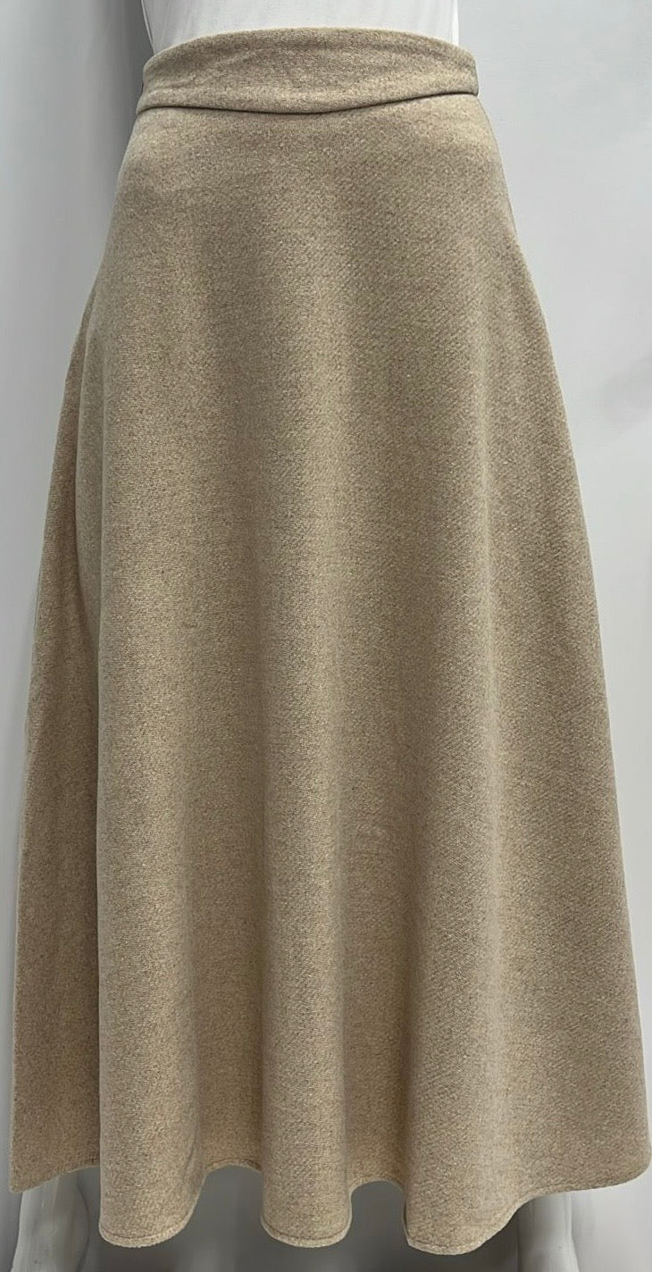 PEODE DESIGN WOOLY A-LINE TEXTURED SKIRT-MIDI OATMEAL