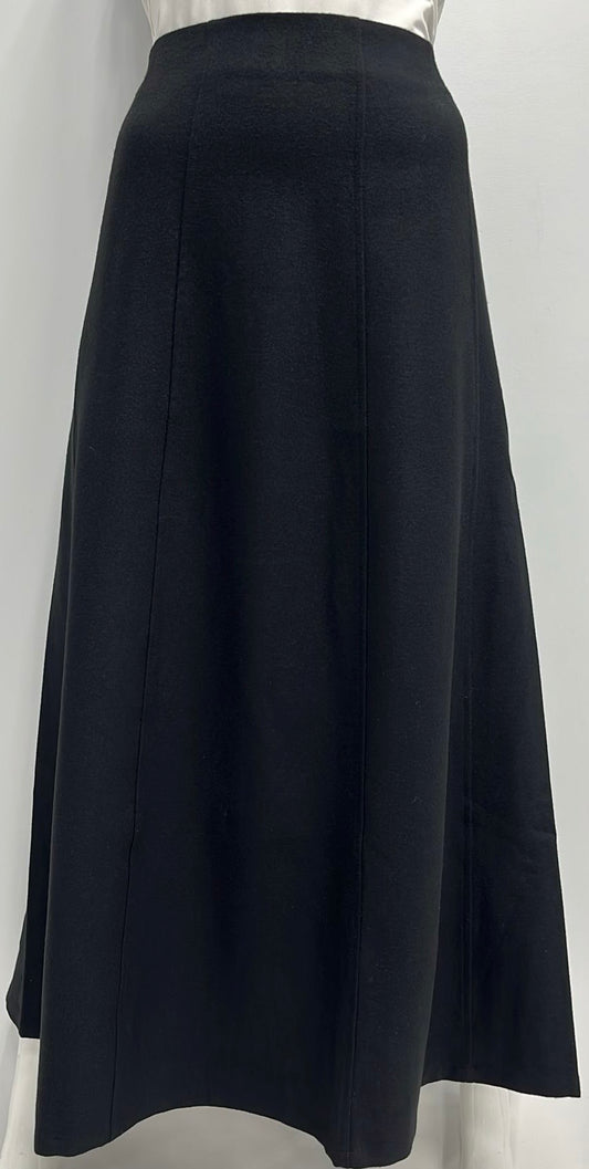 HONEYSEED WOOL PANELED SKIRT-MIDI BLACK