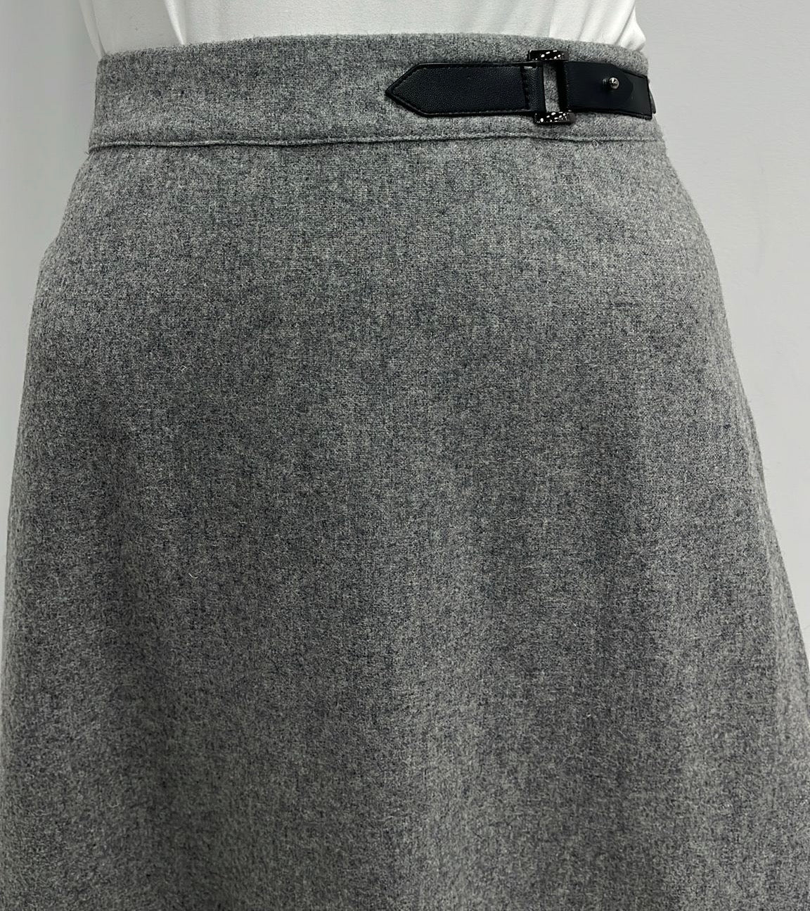 SCIACCA WOOL A-LINE SKIRT W WAIST DETAIL-MIDI GREY