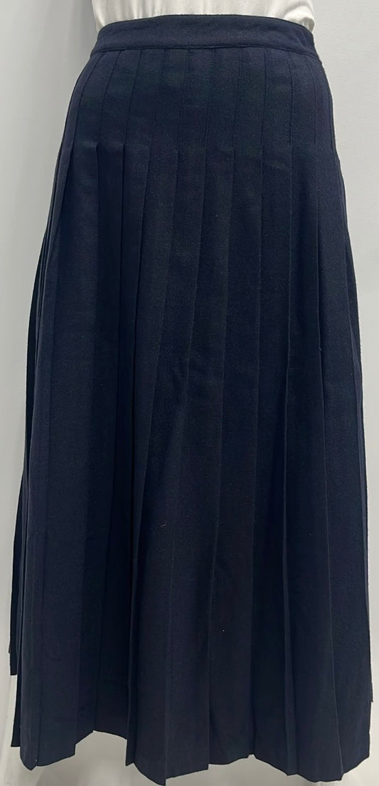 SCIACCA WOOL PLEATED SKIRT-MIDI NAVY