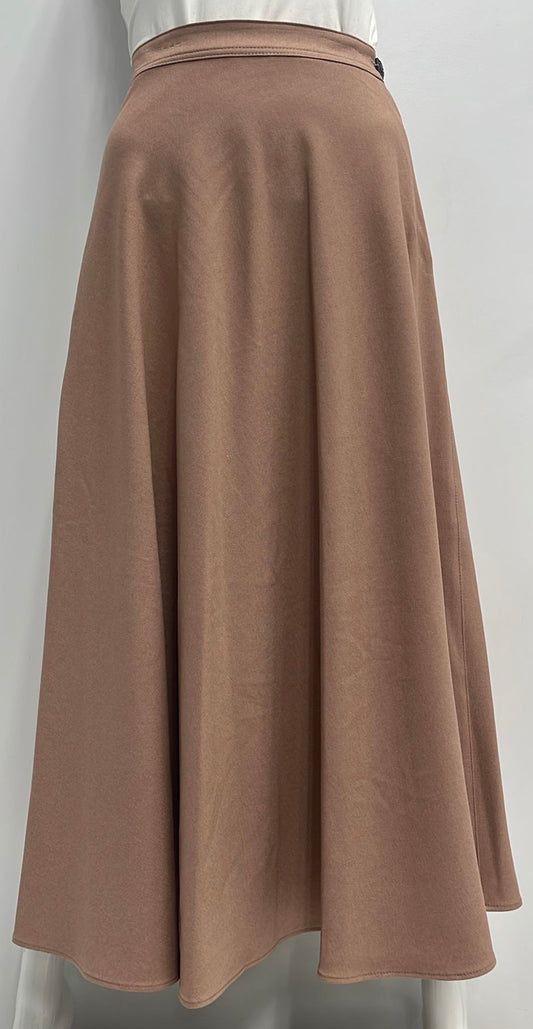 MAXMRKT DRESSY FLAIRY SKIRT W SIDE BUTTON & ZIPPER-MIDI BLUSH