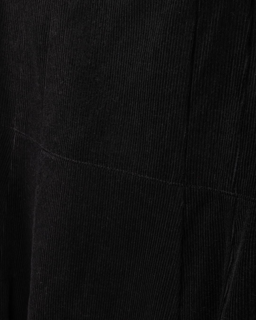 BEIGE CORDUROY PANELED YOKE SKIRT-MIDI BLACK