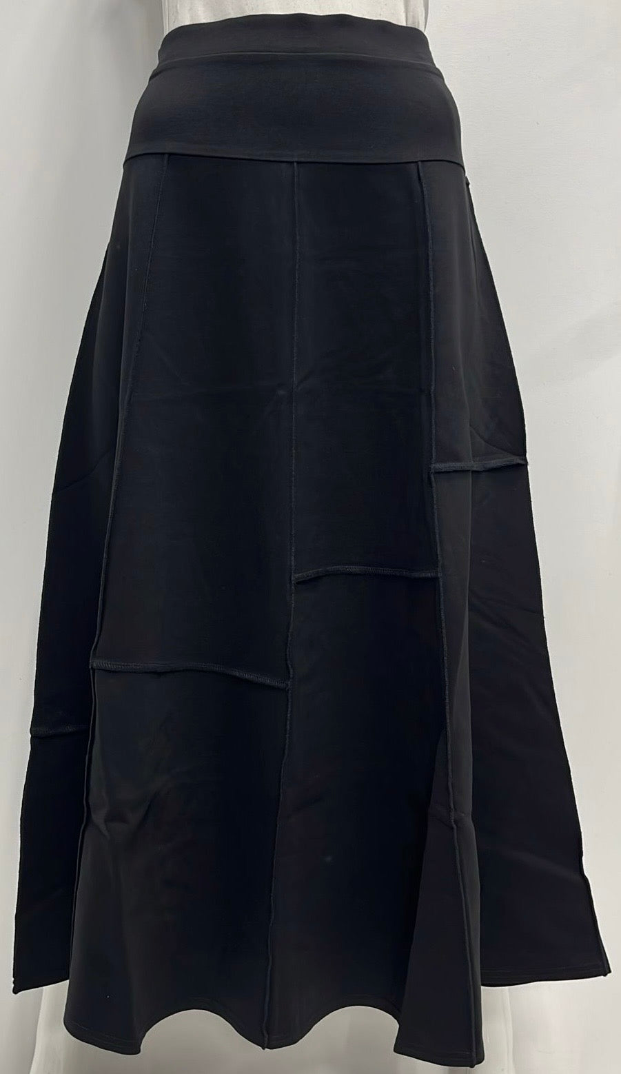 XIX DICIANNOVE GEOMETRIC PONTE SKIRT MIDI BLACK