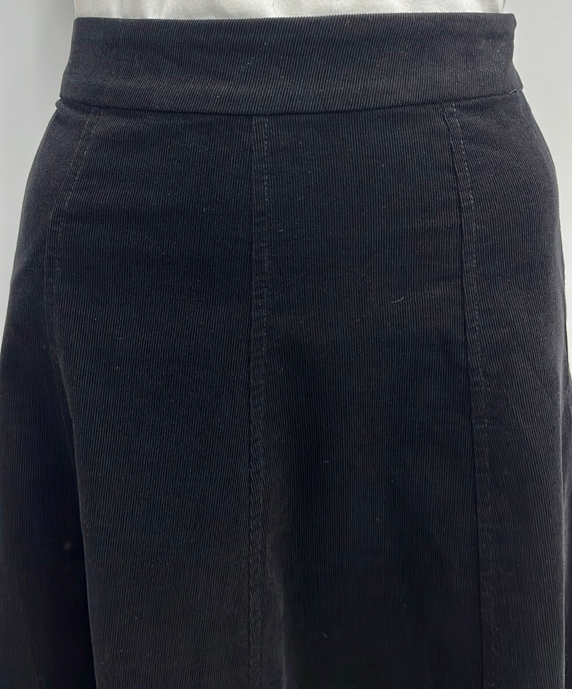 WEAR AND FLAIR PANELED CORDUROY SKIRT-EXTRA LONG BLACK