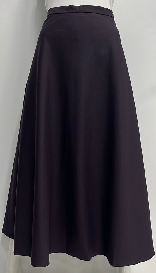 PEODE DESIGN BASIC A-LINE SKIRT-MIDI PLUM