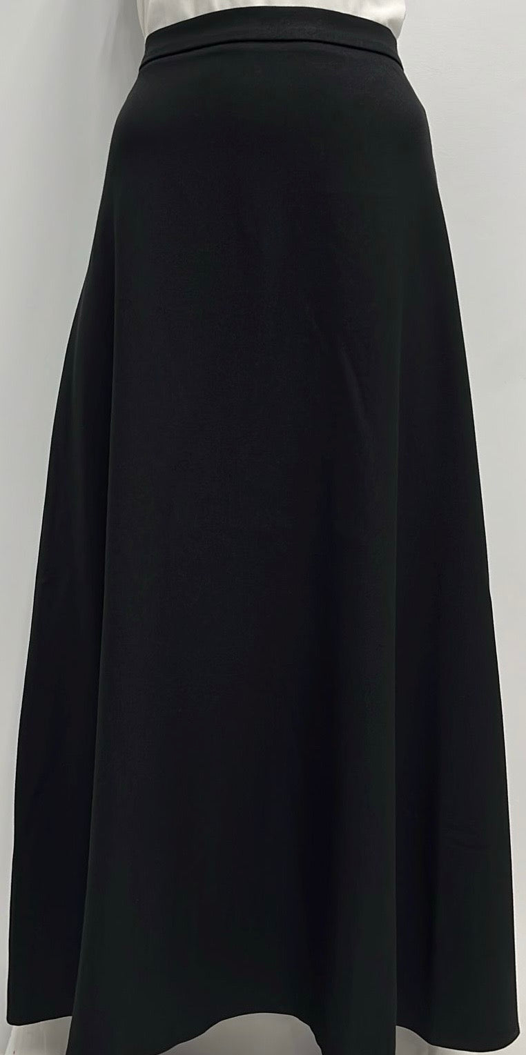 ERMANNA CASUAL A-LINE WOOLY SKIRT-MIDI BLACK