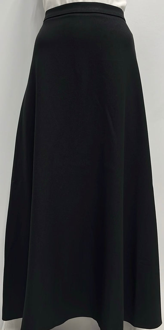 ERMANNA CASUAL A-LINE WOOLY SKIRT-MIDI BLACK