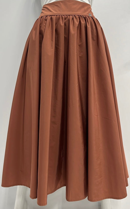 PEODE DESIGN TAFFETA CIRCLE SKIRT-MIDI RUST