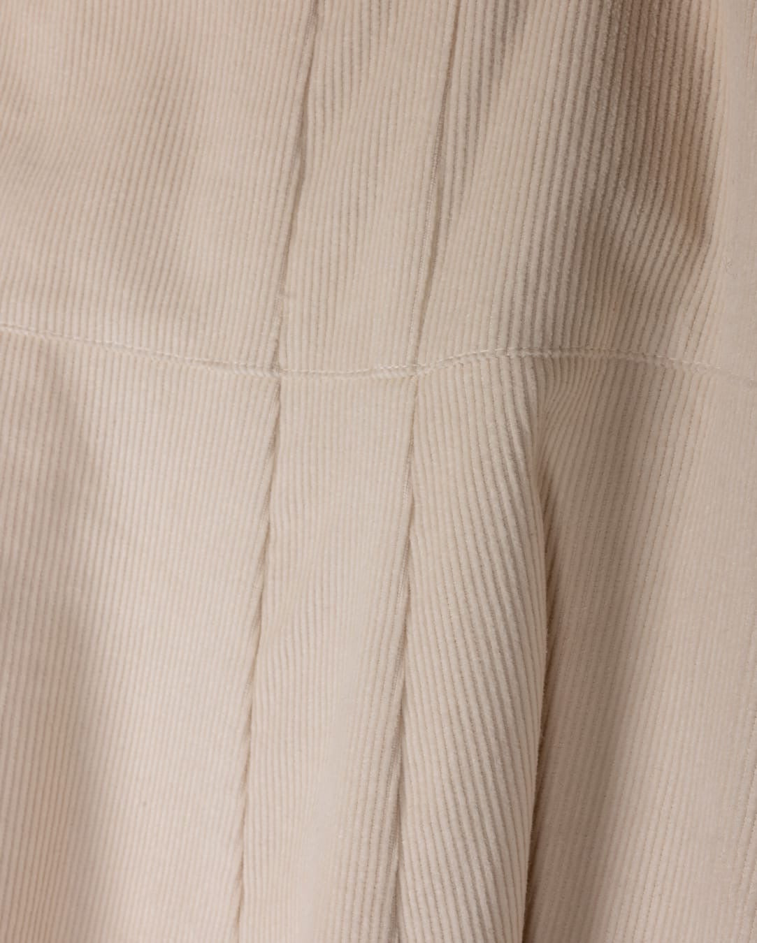 BEIGE CORDUROY PANELED YOKE SKIRT-MIDI CREAM