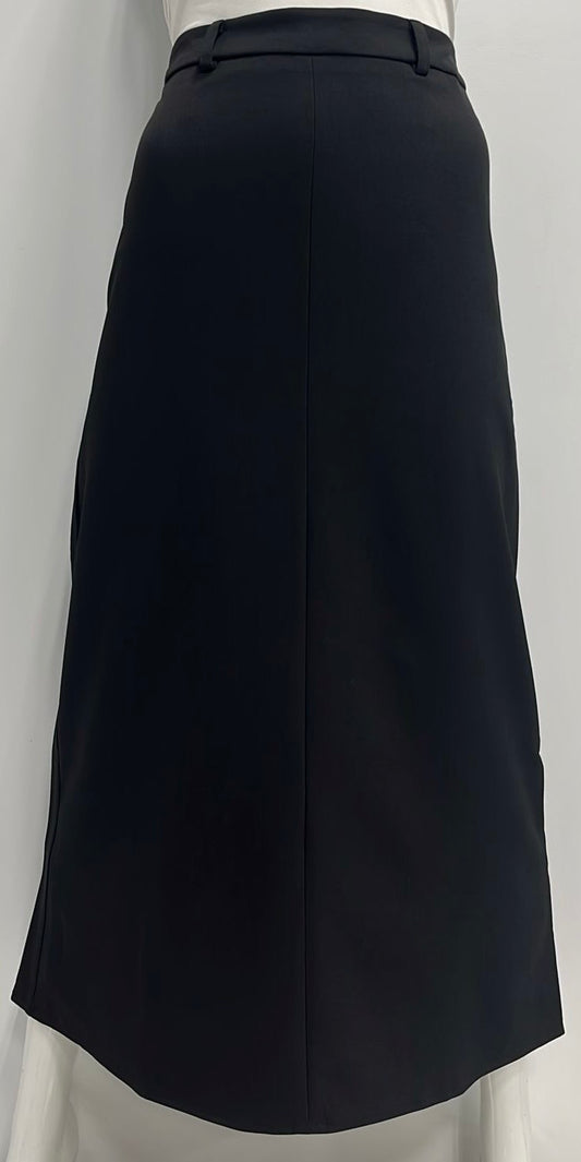 HONEYSEED STRAIGHT A-LINE SKIRT-MIDI BLACK