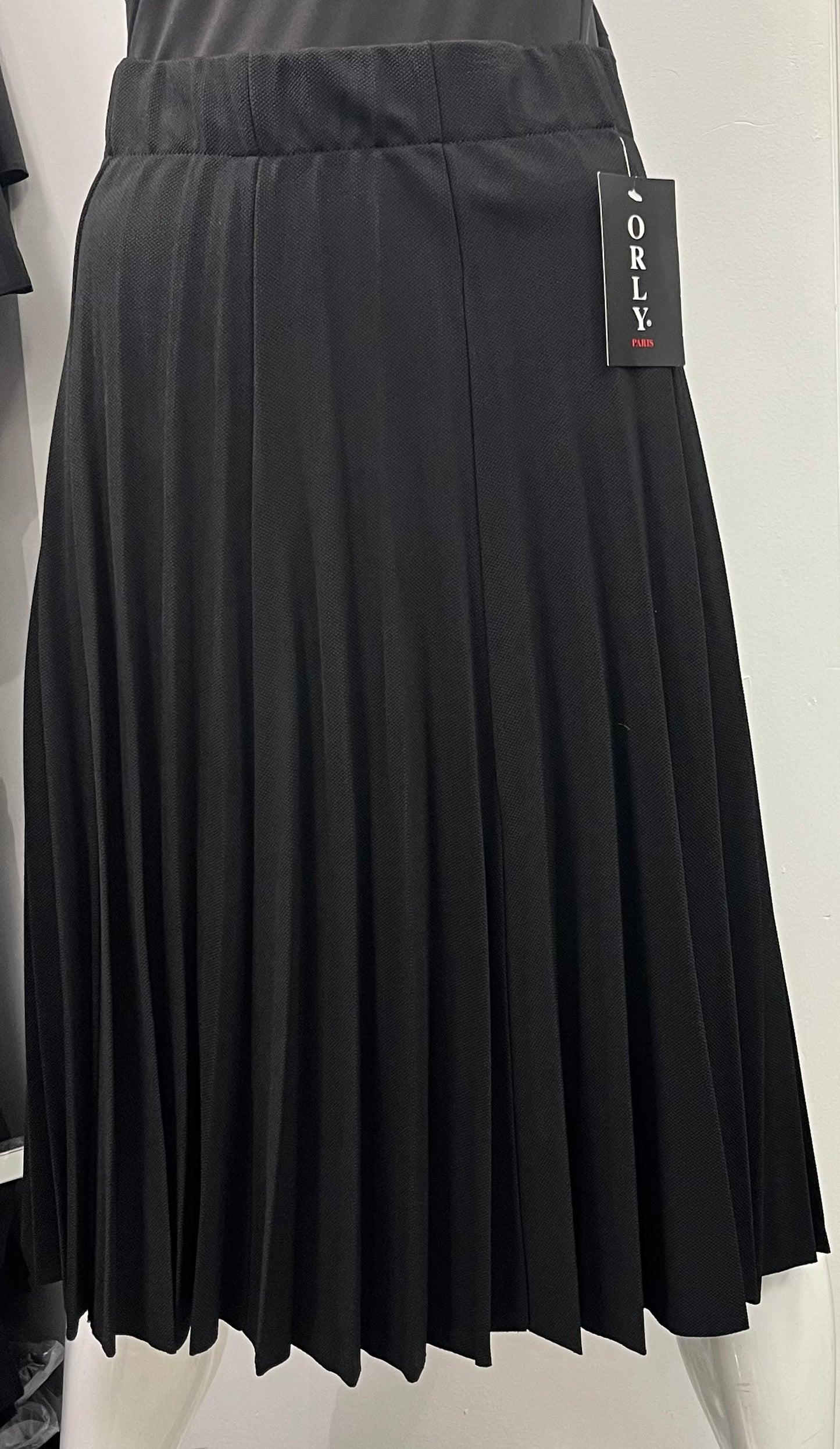 ORLY MESSY PLEATS PIQUET SKIRT- 29" BLACK
