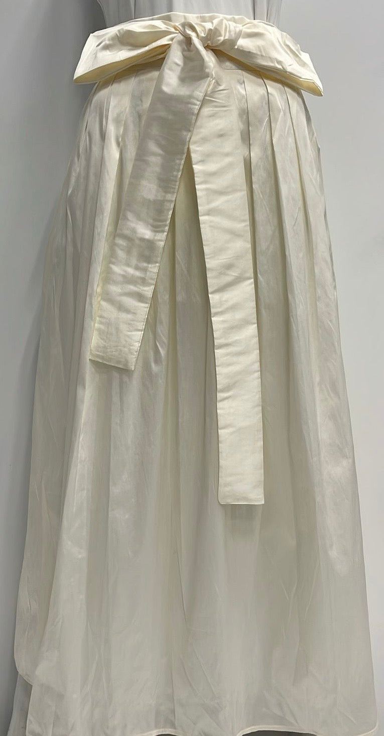 MISS ISSIPPI TAFETTA PLEATED SKIRT W BELT-MIDI IVORY