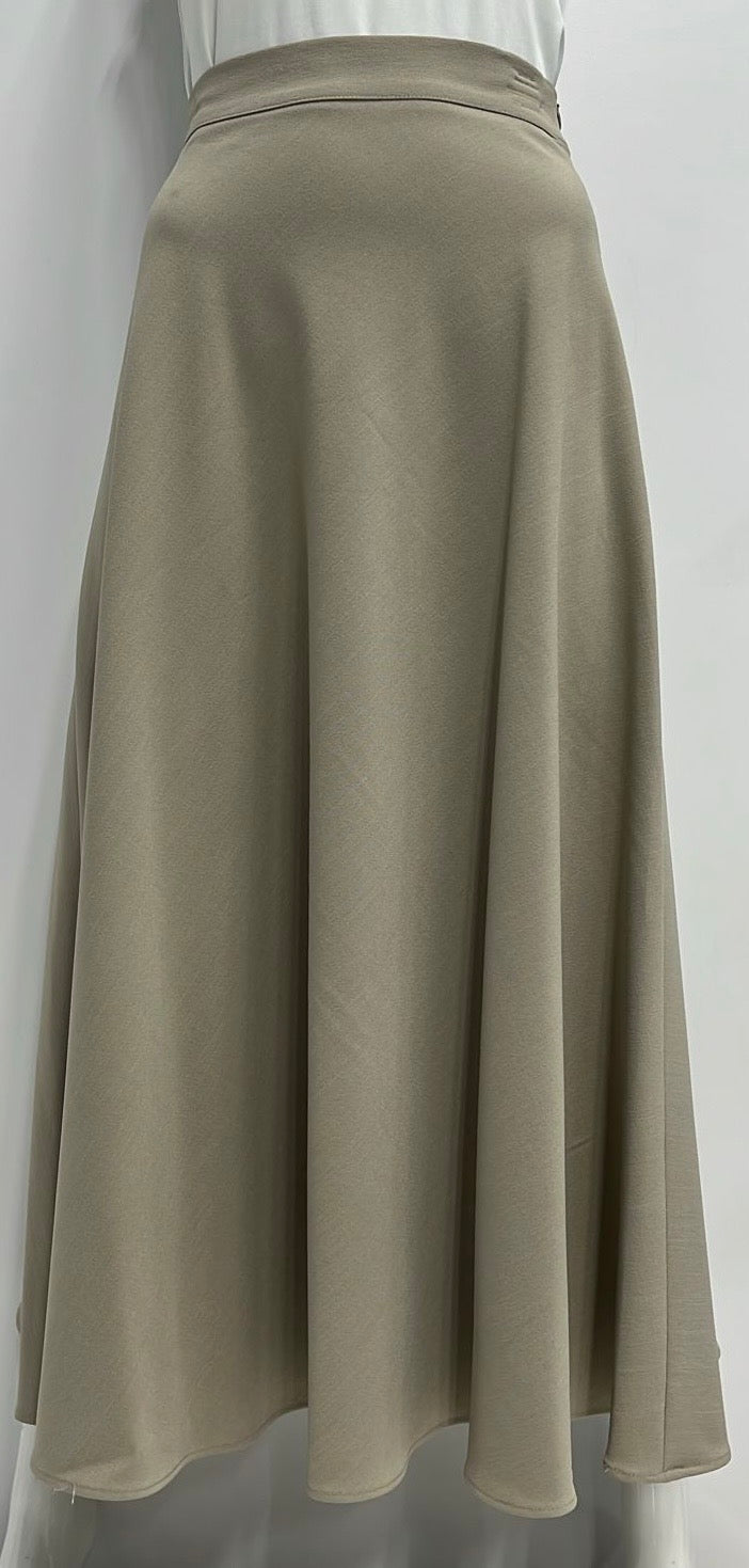 SAMS FASHION A-LINE SKIRT-MIDI STONE