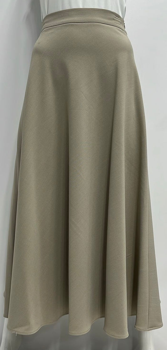 SAMS FASHION A-LINE SKIRT-MIDI STONE