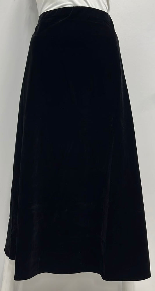 LATI TUDE VELVET A-LINE SKIRT-MIDI BLACK