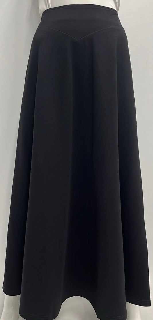 HONEYSEED V SHAPED WAISTBAND SKIRT-MIDI BLACK