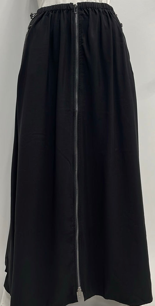 SHIFT A-LINE SKIRT W ZIPPER & POCKETS- MIDI BLACK