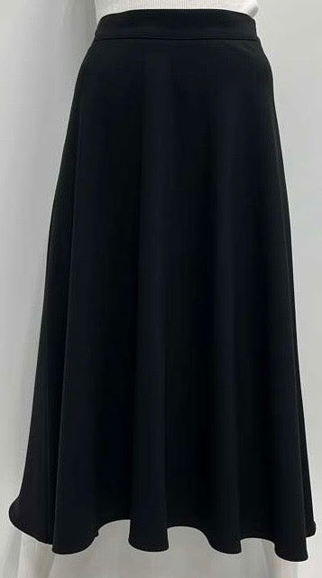 LITTLE BLACK SKIRT DRESSY A-LINE SKIRT-EXTRA LONG BLACK