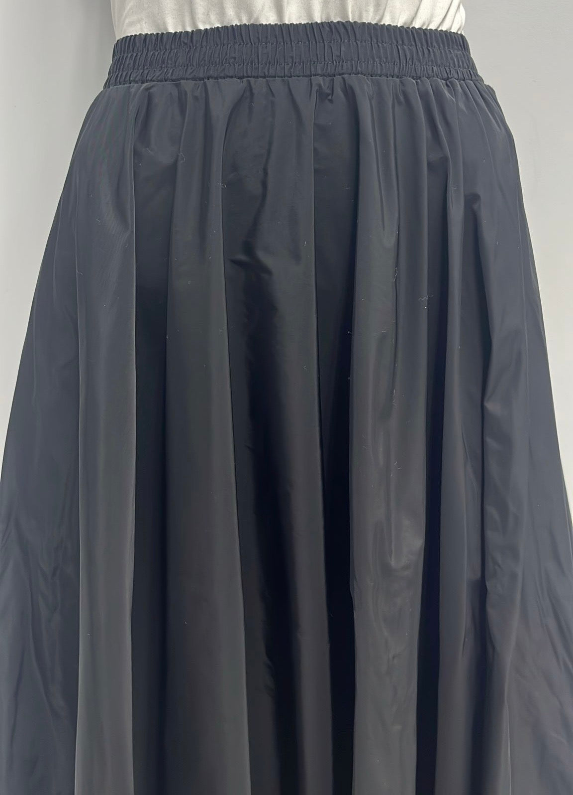 CLASS COLLECTION TAFETTA CIRCLE SKIRT WITH ELASTIC WAISTBAND-MIDI BLACK