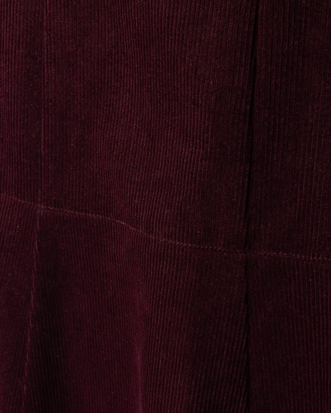 BEIGE CORDUROY PANELED YOKE SKIRT-MIDI BURGUNDY