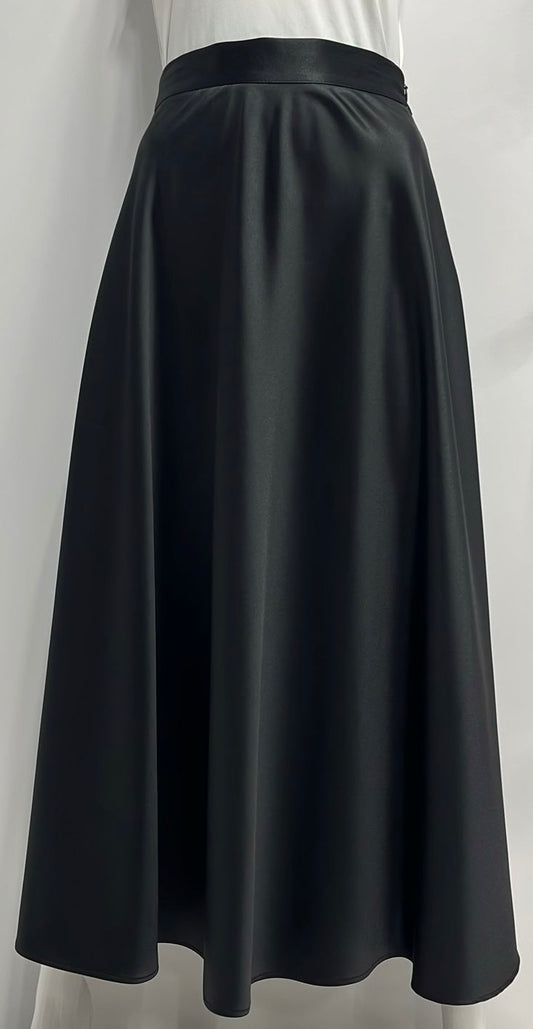 SAMS FASHION SATIN SKIRT-MIDI BLACK