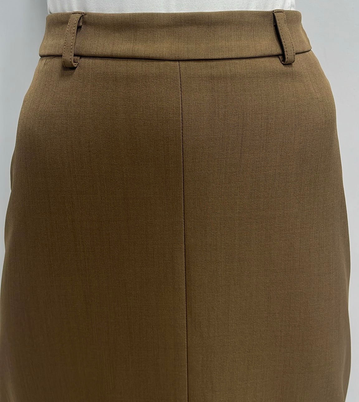 HONEYSEED STRAIGHT A-LINE SKIRT-MIDI TAUPE
