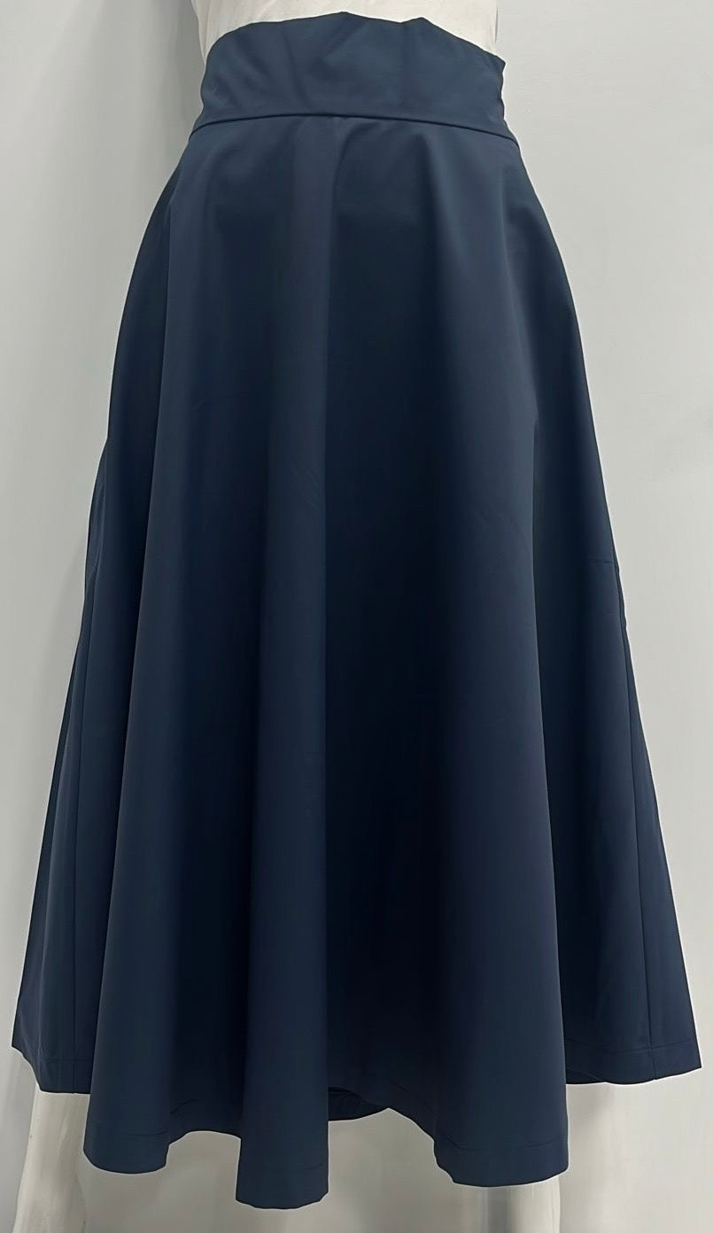 MODIVEA TAFETTA  A-LINE SKIRT-MIDI NAVY