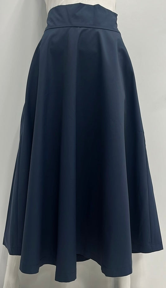 MODIVEA TAFETTA  A-LINE SKIRT-MIDI NAVY