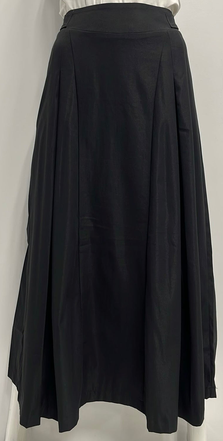 YAL NEW YORK INSERT PLEATS SKIRT W SIDE BUTTONS WAIST-MIDI BLACK