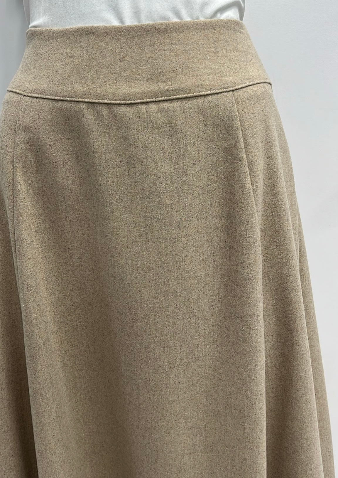CLASS COLLECTION WOOLY A-LINE SKIRT W SEAMS-MIDI OATMEAL