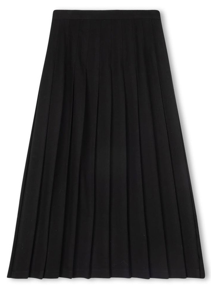 THE COLLECTIVE BASIC PLEATED SKIRT W ELASTIC WAIST-MIDI BLACK