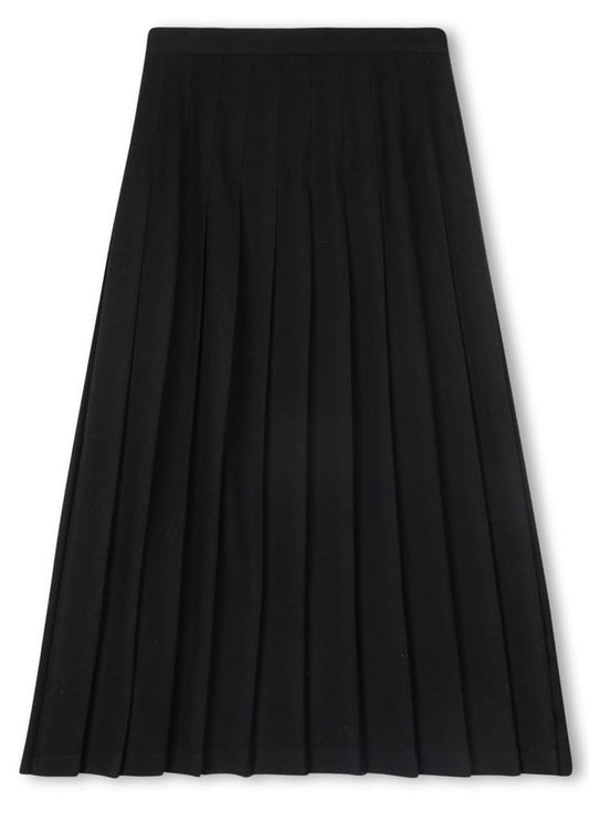 THE COLLECTIVE BASIC PLEATED SKIRT W ELASTIC WAIST-MIDI BLACK