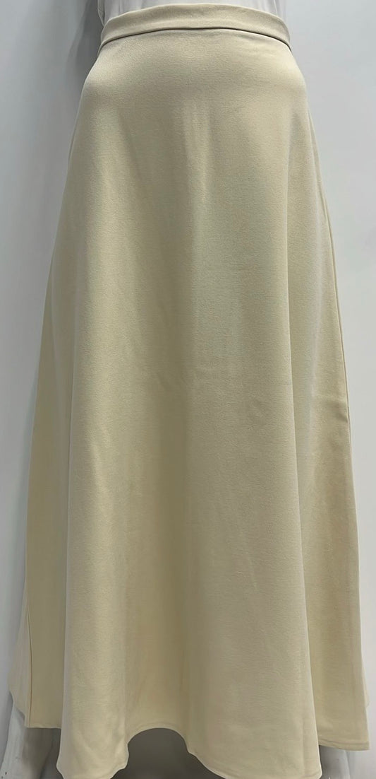 ERMANNA CASUAL A-LINE WOOLY SKIRT-MIDI IVORY