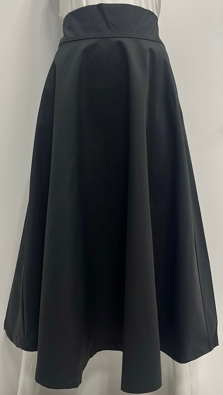 MODIVEA TAFETTA  A-LINE SKIRT-MIDI BLACK