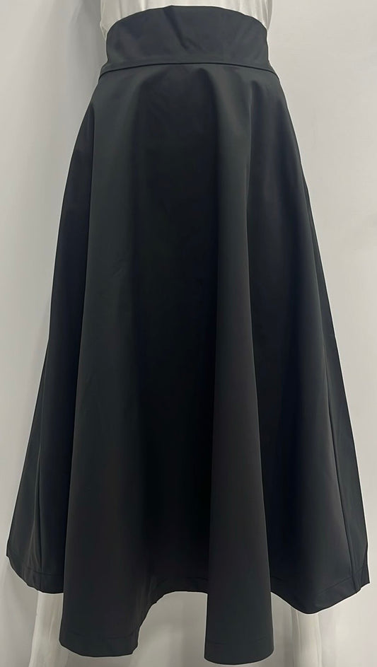 MODIVEA TAFETTA  A-LINE SKIRT-MIDI BLACK