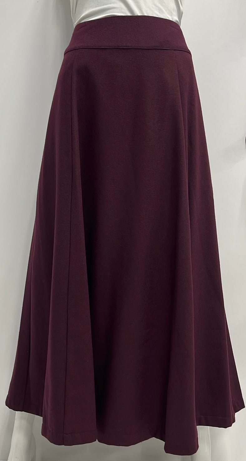 CLASS COLLECTION WOOLY A-LINE SKIRT W SEAMS-MIDI BURGUNDY