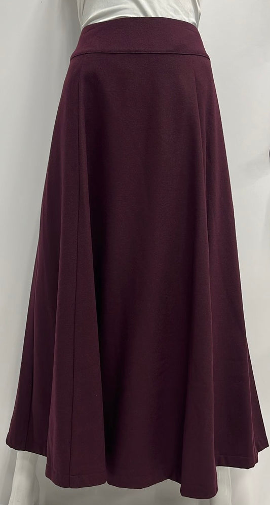 CLASS COLLECTION WOOLY A-LINE SKIRT W SEAMS-MIDI BURGUNDY