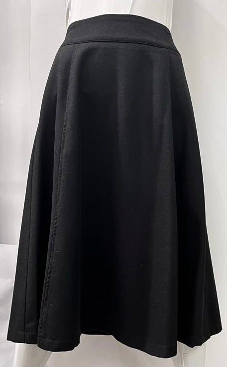 CLASS COLLECTION WOOL A-LINE SKIRT W SEAMS-MIDI BLACK