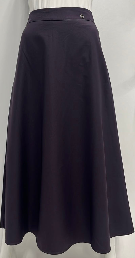 PEODE DESIGN A-LINE CIRCLE SKIRT-MIDI PLUM