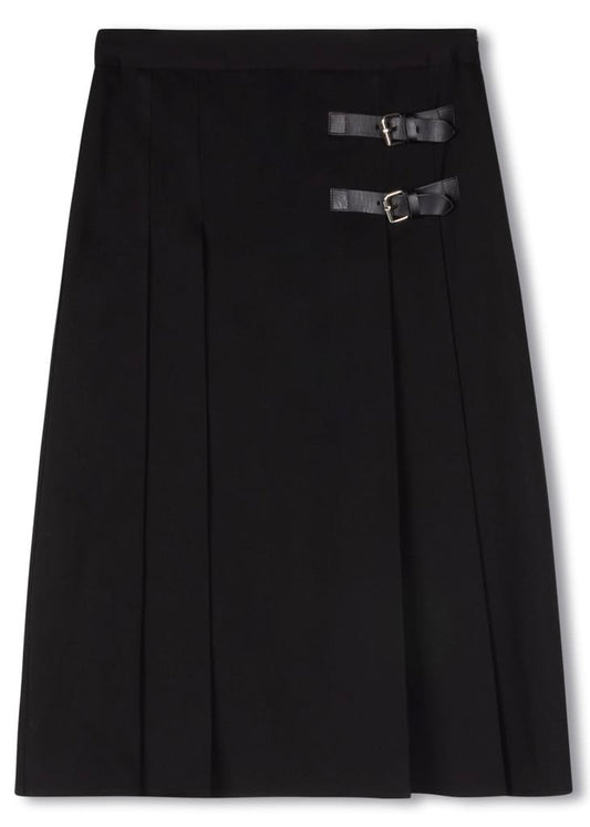 SHIFT PLEATED SKIRT W SIDE BUCKLE BLACK