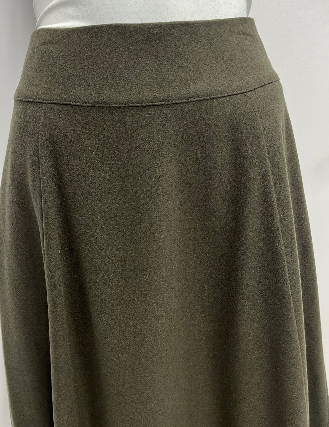 CLASS COLLECTION WOOLY A-LINE SKIRT W SEAMS-MIDI OLIVE